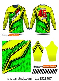 Long sleeve Motocross jerseys t-shirts vector, 
graphic design for football uniforms, unisex cycling, navy submariner and sportswear.