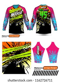 Long sleeve Motocross jerseys t-shirts vector, 
graphic design for football uniforms, unisex cycling, navy submariner and sportswear.