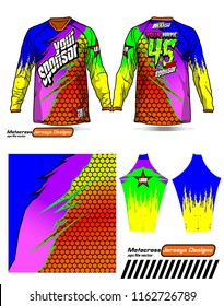 Long sleeve Motocross jerseys t-shirts vector, 
graphic design for football uniforms, unisex cycling, navy submariner and sportswear.