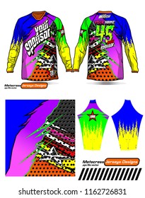 Long sleeve Motocross jerseys t-shirts vector, 
graphic design for football uniforms, unisex cycling, navy submariner and sportswear.