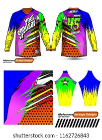Long sleeve Motocross jerseys t-shirts vector, 
graphic design for football uniforms, unisex cycling, navy submariner and sportswear.