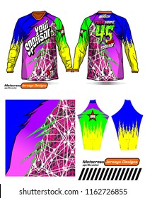 Long sleeve Motocross jerseys t-shirts vector, 
graphic design for football uniforms, unisex cycling, navy submariner and sportswear.