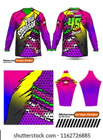 Long sleeve Motocross jerseys t-shirts vector, 
graphic design for football uniforms, unisex cycling, navy submariner and sportswear.