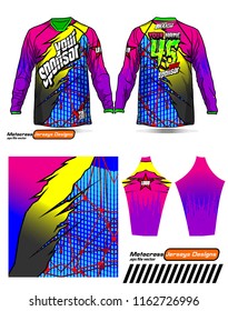 Long sleeve Motocross jerseys t-shirts vector, 
graphic design for football uniforms, unisex cycling, navy submariner and sportswear.