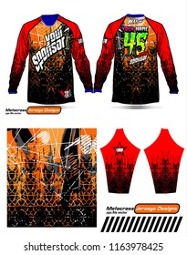 Long sleeve Motocross jerseys t-shirts vector, 
graphic design for football uniforms, unisex cycling, navy submariner and sportswear.