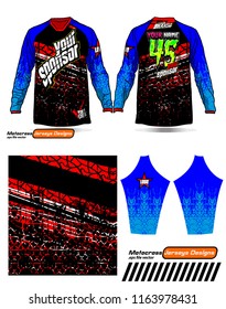 Long sleeve Motocross jerseys t-shirts vector, 
graphic design for football uniforms, unisex cycling, navy submariner and sportswear.