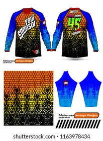 Long sleeve Motocross jerseys t-shirts vector, 
graphic design for football uniforms, unisex cycling, navy submariner and sportswear.