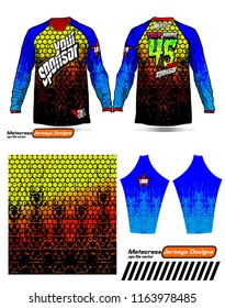 Long sleeve Motocross jerseys t-shirts vector, 
graphic design for football uniforms, unisex cycling, navy submariner and sportswear.