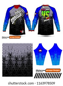 Long sleeve Motocross jerseys t-shirts vector, 
graphic design for football uniforms, unisex cycling, navy submariner and sportswear.