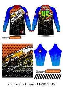 Long sleeve Motocross jerseys t-shirts vector, 
graphic design for football uniforms, unisex cycling, navy submariner and sportswear.