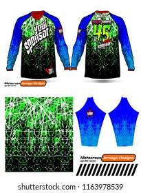 Long sleeve Motocross jerseys t-shirts vector, 
graphic design for football uniforms, unisex cycling, navy submariner and sportswear.