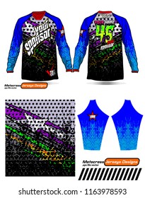 Long sleeve Motocross jerseys t-shirts vector, 
graphic design for football uniforms, unisex cycling, navy submariner and sportswear.