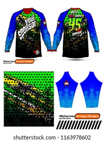 Long sleeve Motocross jerseys t-shirts vector, 
graphic design for football uniforms, unisex cycling, navy submariner and sportswear.