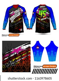 Long sleeve Motocross jerseys t-shirts vector, 
graphic design for football uniforms, unisex cycling, navy submariner and sportswear.