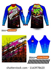 Long sleeve Motocross jerseys t-shirts vector, 
graphic design for football uniforms, unisex cycling, navy submariner and sportswear.