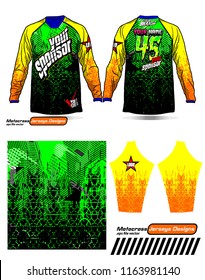 Long sleeve Motocross jerseys t-shirts vector, 
graphic design for football uniforms, unisex cycling, navy submariner and sportswear.