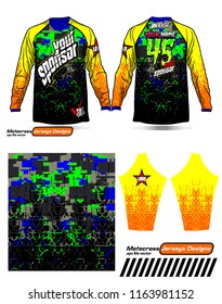 Long sleeve Motocross jerseys t-shirts vector, 
graphic design for football uniforms, unisex cycling, navy submariner and sportswear.