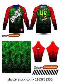 Long sleeve Motocross jerseys t-shirts vector, 
graphic design for football uniforms, unisex cycling, navy submariner and sportswear.