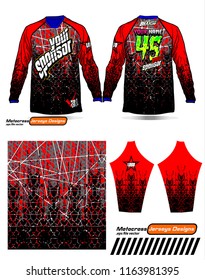 Long sleeve Motocross jerseys t-shirts vector, 
graphic design for football uniforms, unisex cycling, navy submariner and sportswear.