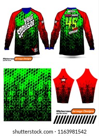Long sleeve Motocross jerseys t-shirts vector, 
graphic design for football uniforms, unisex cycling, navy submariner and sportswear.