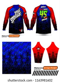 Long sleeve Motocross jerseys t-shirts vector, 
graphic design for football uniforms, unisex cycling, navy submariner and sportswear.