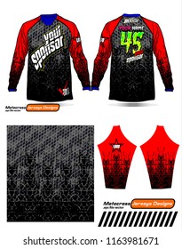 Long sleeve Motocross jerseys t-shirts vector, 
graphic design for football uniforms, unisex cycling, navy submariner and sportswear.