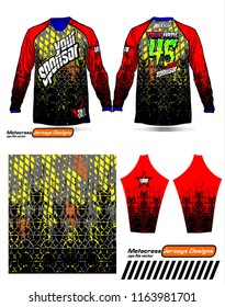Long sleeve Motocross jerseys t-shirts vector, 
graphic design for football uniforms, unisex cycling, navy submariner and sportswear.
