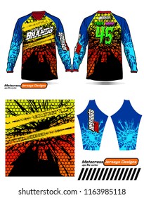 Long sleeve Motocross jerseys t-shirts vector, 
graphic design for football uniforms, unisex cycling, navy submariner and sportswear.