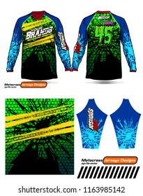 Long sleeve Motocross jerseys t-shirts vector, 
graphic design for football uniforms, unisex cycling, navy submariner and sportswear.