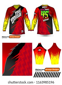 Long sleeve Motocross jerseys t-shirts vector, 
graphic design for football uniforms, unisex cycling, navy submariner and sportswear.