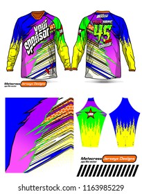 Long sleeve Motocross jerseys t-shirts vector, 
graphic design for football uniforms, unisex cycling, navy submariner and sportswear.