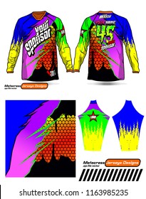 Long sleeve Motocross jerseys t-shirts vector, 
graphic design for football uniforms, unisex cycling, navy submariner and sportswear.