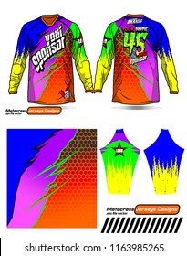 Long sleeve Motocross jerseys t-shirts vector, 
graphic design for football uniforms, unisex cycling, navy submariner and sportswear.
