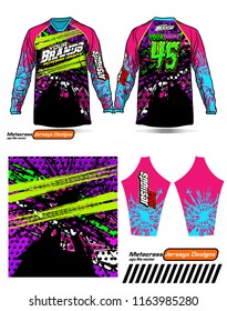 Long sleeve Motocross jerseys t-shirts vector, 
graphic design for football uniforms, unisex cycling, navy submariner and sportswear.