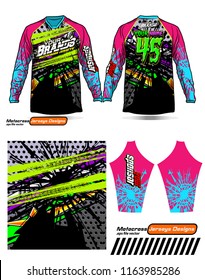 Long sleeve Motocross jerseys t-shirts vector, 
graphic design for football uniforms, unisex cycling, navy submariner and sportswear.