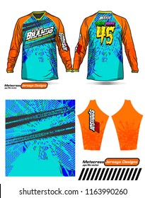 Long sleeve Motocross jerseys t-shirts vector, 
graphic design for football uniforms, unisex cycling, navy submariner and sportswear.