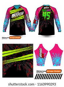 Long sleeve Motocross jerseys t-shirts vector, 
graphic design for football uniforms, unisex cycling, navy submariner and sportswear.