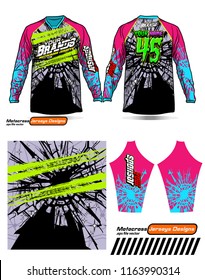 Long sleeve Motocross jerseys t-shirts vector, 
graphic design for football uniforms, unisex cycling, navy submariner and sportswear.