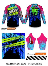 Long sleeve Motocross jerseys t-shirts vector, 
graphic design for football uniforms, unisex cycling, navy submariner and sportswear.