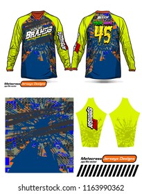 Long sleeve Motocross jerseys t-shirts vector, 
graphic design for football uniforms, unisex cycling, navy submariner and sportswear.