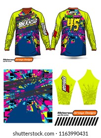 Long sleeve Motocross jerseys t-shirts vector, 
graphic design for football uniforms, unisex cycling, navy submariner and sportswear.