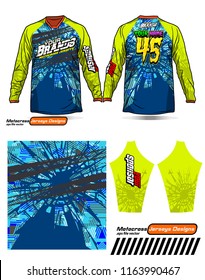 Long sleeve Motocross jerseys t-shirts vector, 
graphic design for football uniforms, unisex cycling, navy submariner and sportswear.