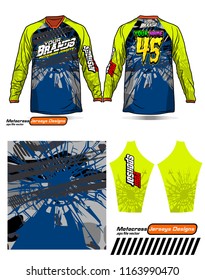 Long sleeve Motocross jerseys t-shirts vector, 
graphic design for football uniforms, unisex cycling, navy submariner and sportswear.