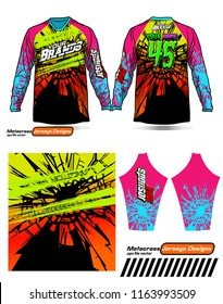 Long sleeve Motocross jerseys t-shirts vector, 
graphic design for football uniforms, unisex cycling, navy submariner and sportswear.
