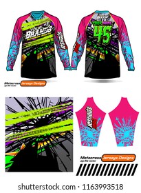 Long sleeve Motocross jerseys t-shirts vector, 
graphic design for football uniforms, unisex cycling, navy submariner and sportswear.