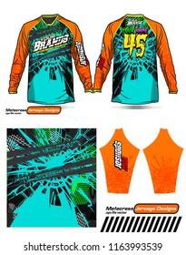 Long sleeve Motocross jerseys t-shirts vector, 
graphic design for football uniforms, unisex cycling, navy submariner and sportswear.
