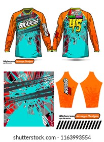 Long sleeve Motocross jerseys t-shirts vector, 
graphic design for football uniforms, unisex cycling, navy submariner and sportswear.