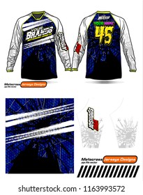 Long sleeve Motocross jerseys t-shirts vector, 
graphic design for football uniforms, unisex cycling, navy submariner and sportswear.