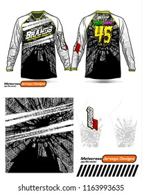 Long sleeve Motocross jerseys t-shirts vector, 
graphic design for football uniforms, unisex cycling, navy submariner and sportswear.