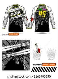 Long sleeve Motocross jerseys t-shirts vector, 
graphic design for football uniforms, unisex cycling, navy submariner and sportswear.